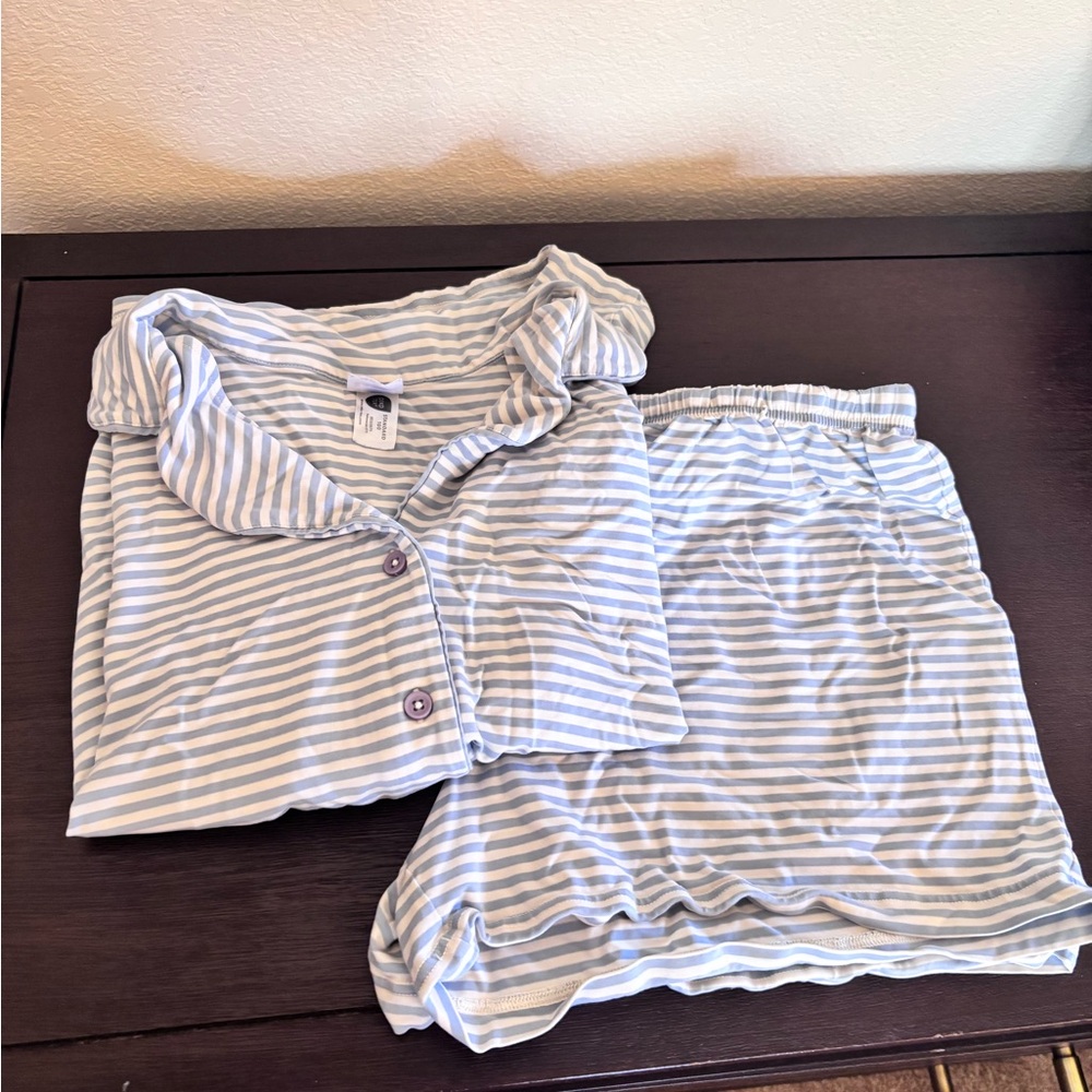 Hanna Andersson Light Blue and White Stripe Women’s Pajama Set
